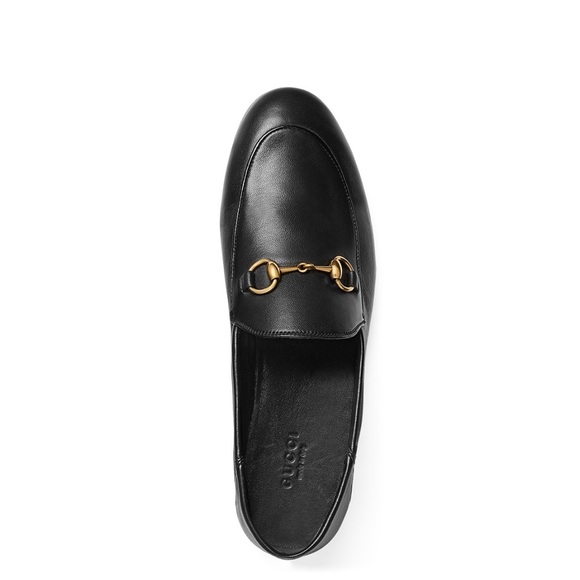 Gucci Black Leather Loafers with Gold Detail - Picture 1 of 9